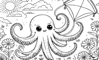 Kleurplaat: geven jullie de vlieger van Octopus een mooi kleurtje?